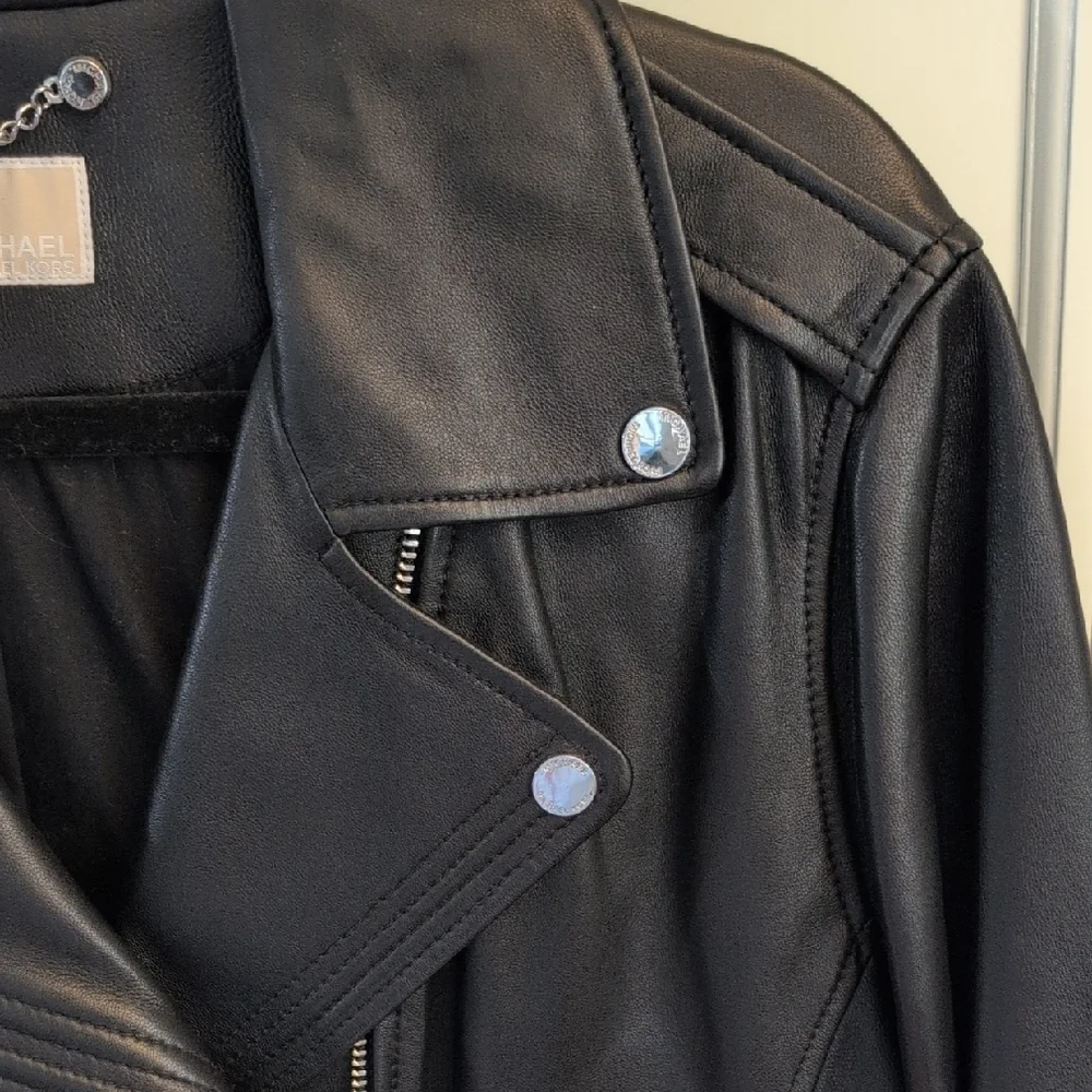 Michael Kors Black Leather Jacket - Picture 7 of 11